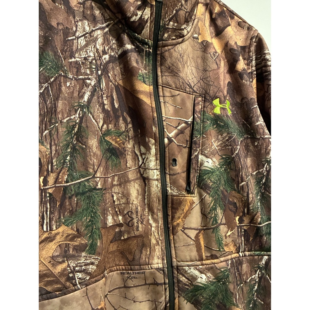 Under Armour Mens Realtree Xtra Camo Full Zip Fleece Hunting Jacket Large Camo - Picture 4 of 11
